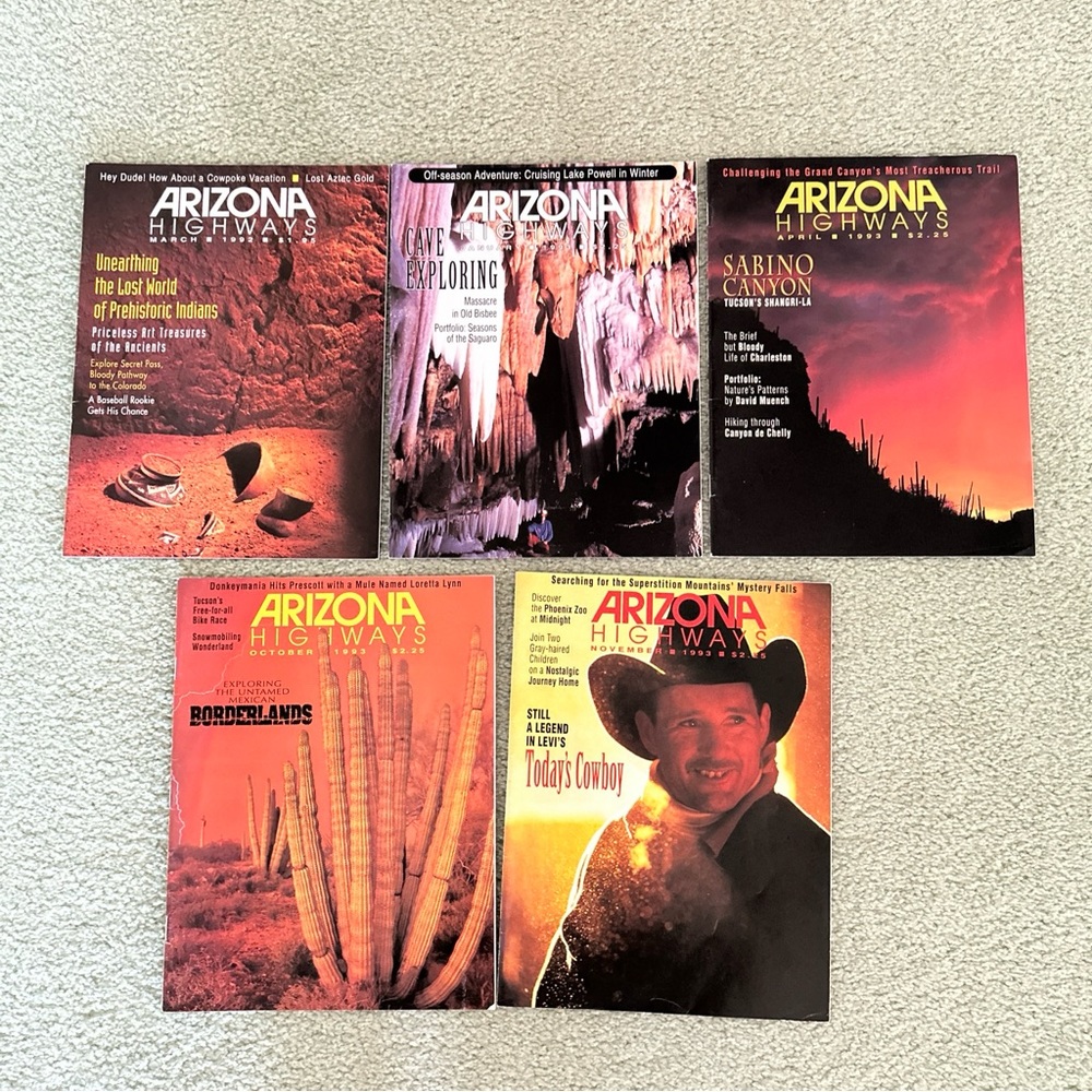 Lot of 5 Vintage Arizona Highways Magazine 1992, 1993